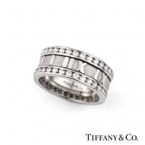 Tiffany & Co. 18k White Gold Diamond Atlas Ring 1.31ct G/VS